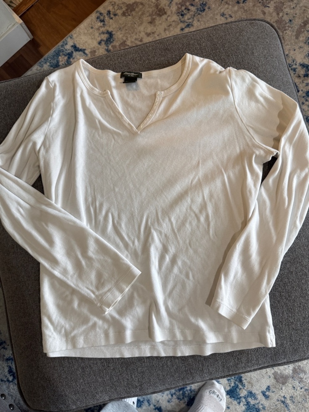 Eddie Bauer Ivory Long-Sleeve Henley Top